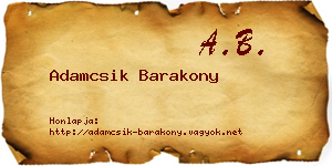 Adamcsik Barakony névjegykártya